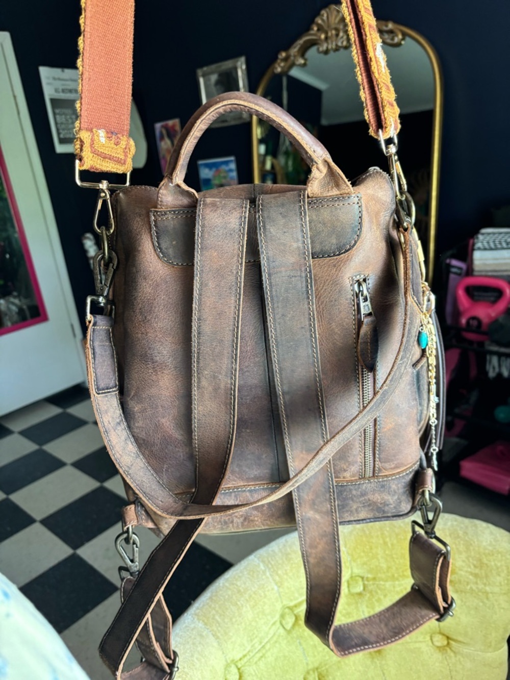 STS Ranchwear Brown Leather Convertible Bag with Strap - Picture 10 of 13
